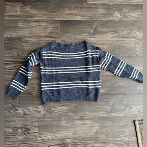 Blue grey striped cropped sweater